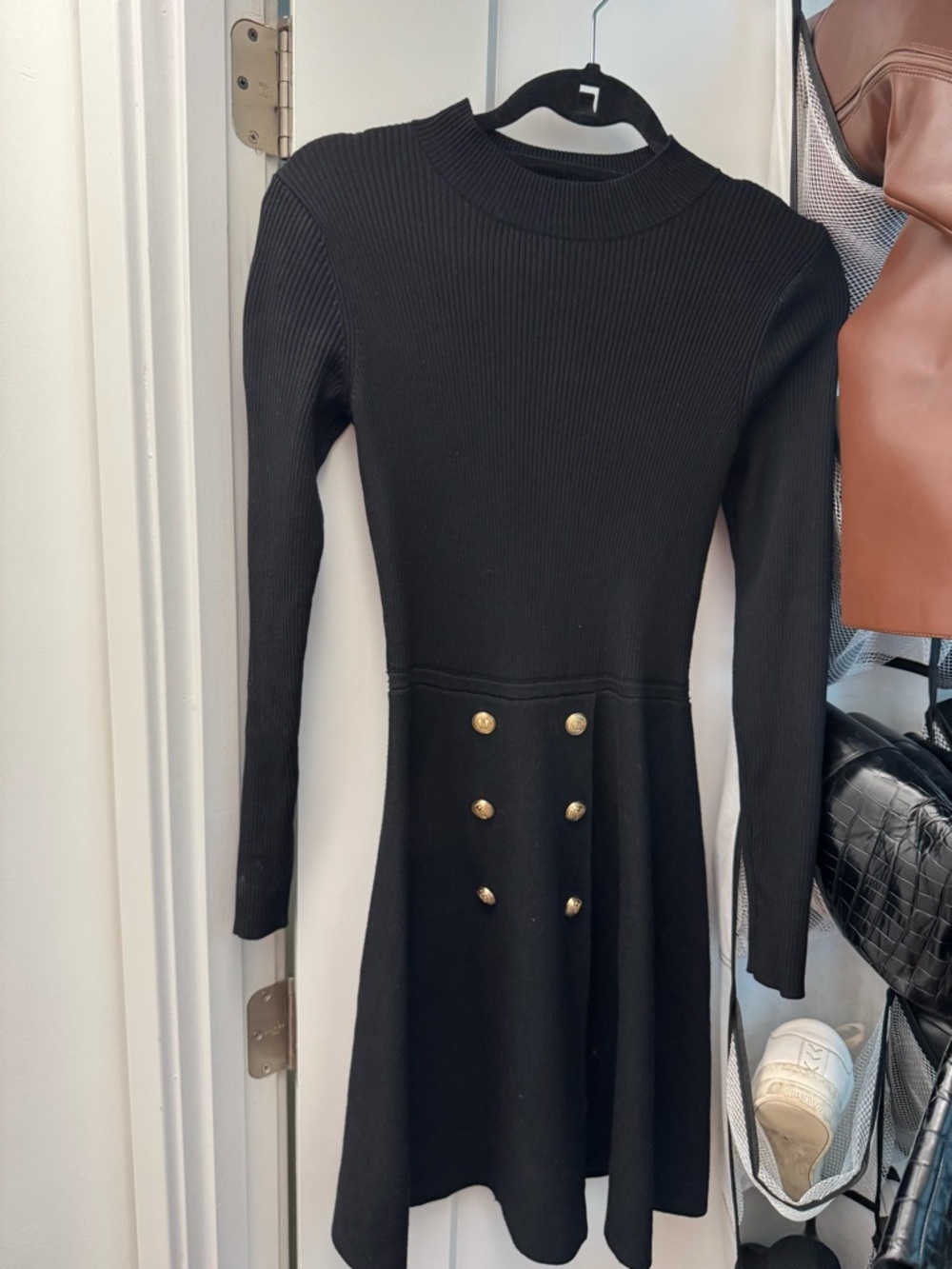 BCX Black Ribbed Knit Dress Top